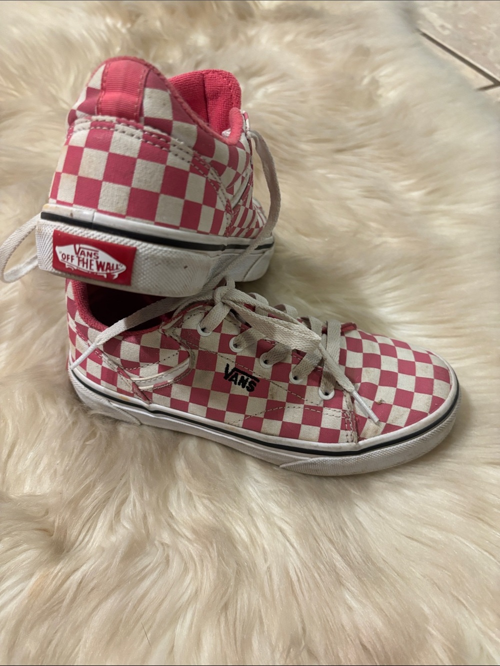 Vans Kids Checkerboard Low-Top Sneakers - Pink & White